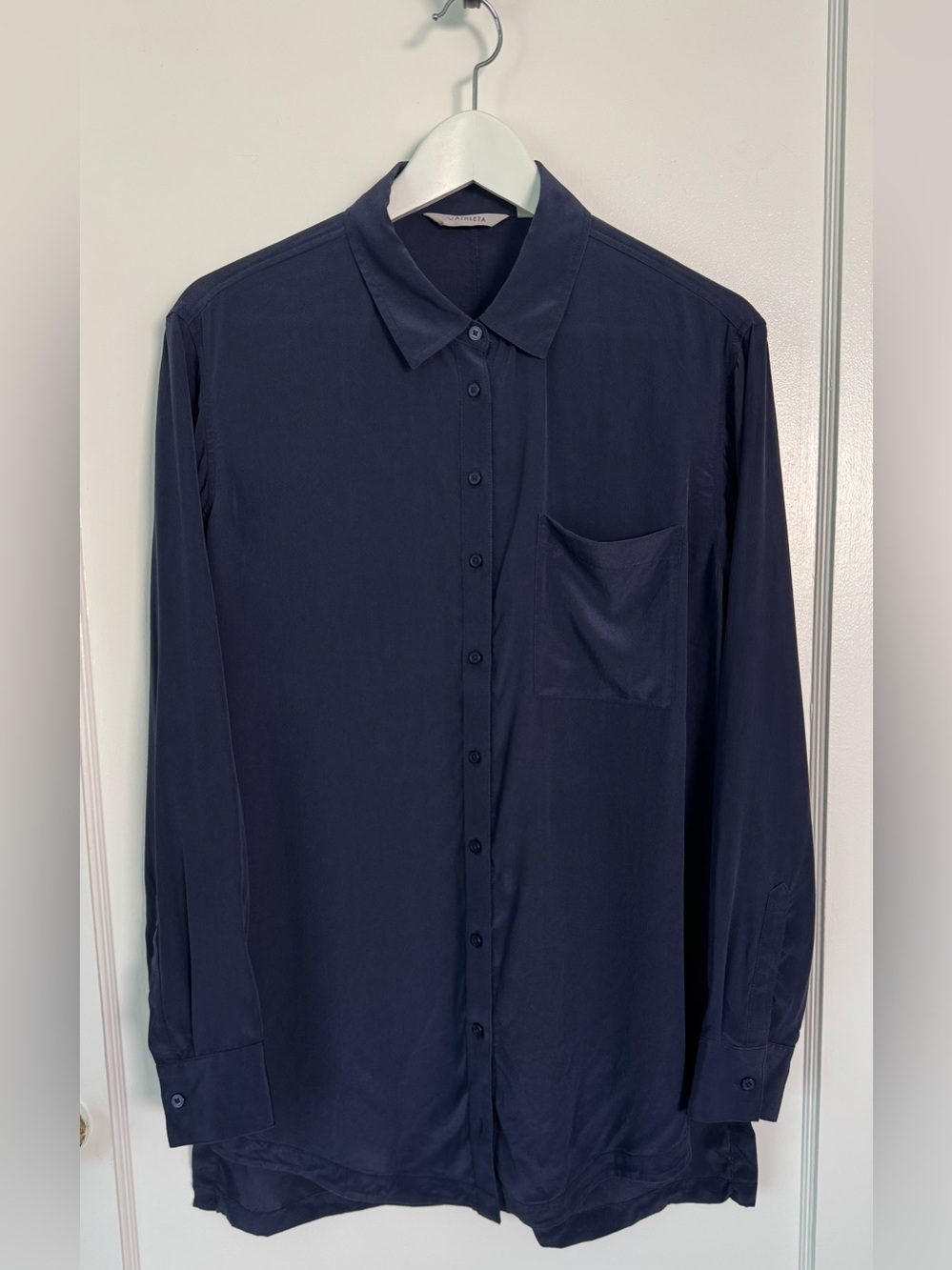 Athleta 100% Washable Silk Button-Down Shirt